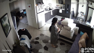 Ukrainian mother fucks her sleeping husband