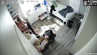 British college girl gets dressed in her room