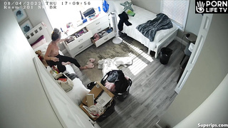 British college girl gets dressed in her room