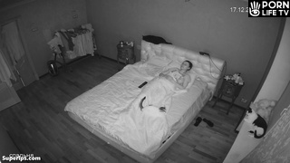 Skinny Ukrainian mom masturbates on her bed