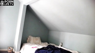 Skinny British teen masturbates while watching porn