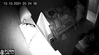 British college sisters sleep together in a room