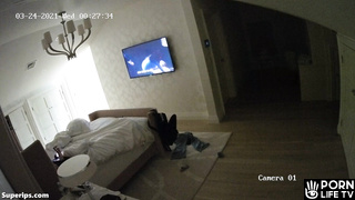 German teen sisters in their underwear watching a movie