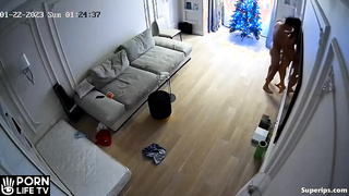 French couple fucks on the floor