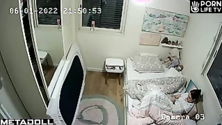 French teen girl is watching porn in her pajamas