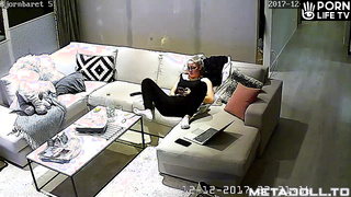 German mom masturbating on the couch