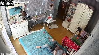 Russian teen girl masturbates while watching porn