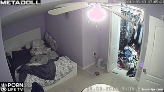 Busty college girl gets dressed in her room