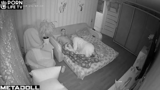 Ukrainian new couple having sex in the living room hidden IP camera