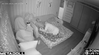 Ukrainian new couple having sex in the living room hidden IP camera