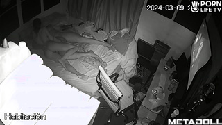 Greek married coiple having sex wildly in their bed hidden IP camera