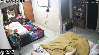 Real mature couple fuck in their bed hidden camera