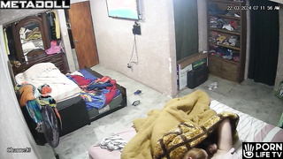 Real mature couple fuck in their bed hidden camera