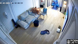 Young European couple fucks on their couch