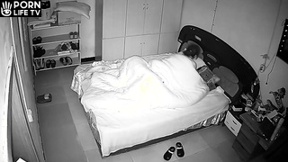 Asian married couple fucks in their bed