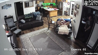 Naughty old couple fuck on the couch