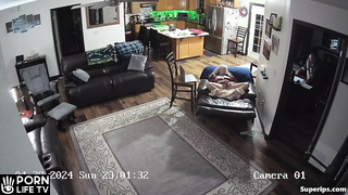 Naughty old couple fuck on the couch