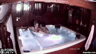 Busty blonde woman gets fucked in the Jacuzzi
