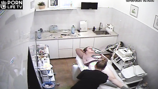 Perverse Italian brunette woman bikini sugaring depilation in waxing salon