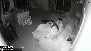 Young married couple fucks on their couch