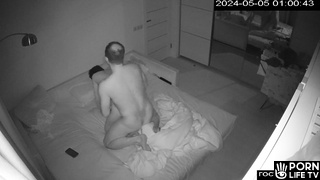 Amazing amateur British couple fuck on their bed hard spy cam